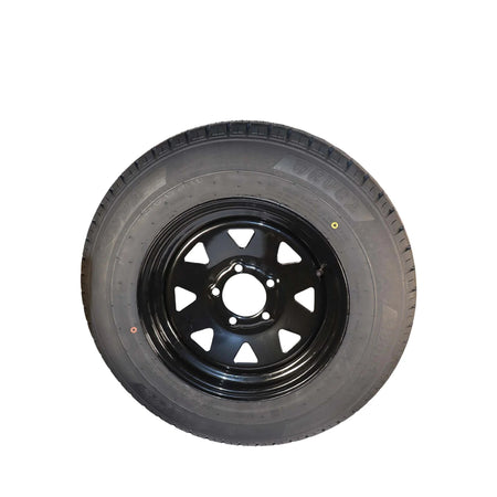 14x6" Ford Black Sunraysia Rim with Tyre 185R14LT (CTA-060408) back view of the trailer wheel