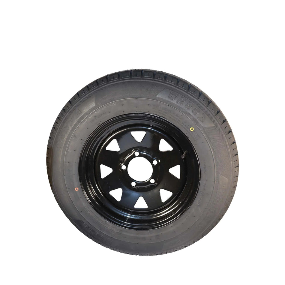 14x6" Ford Black Sunraysia Rim with Tyre 185R14LT (CTA-060408) back view of the trailer wheel