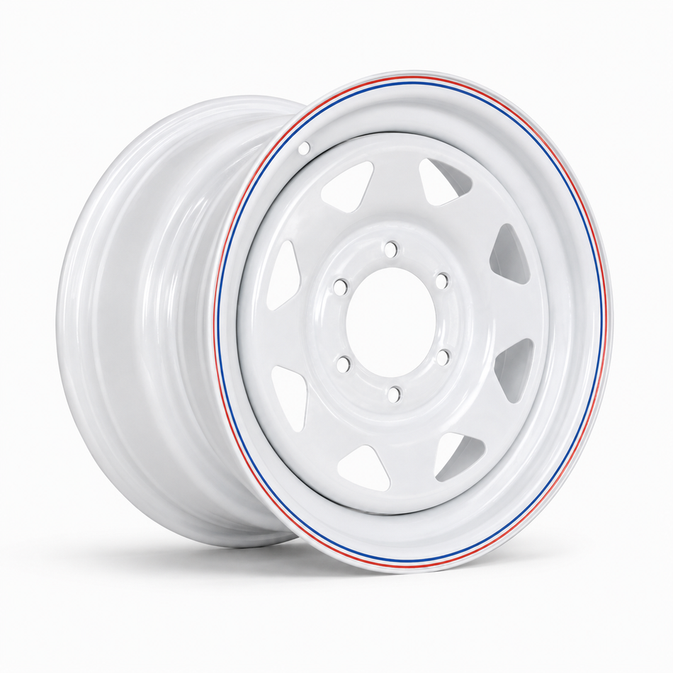 16x7" White Sunraysia Trailer Rim, 6 Stud Landcruiser Pattern