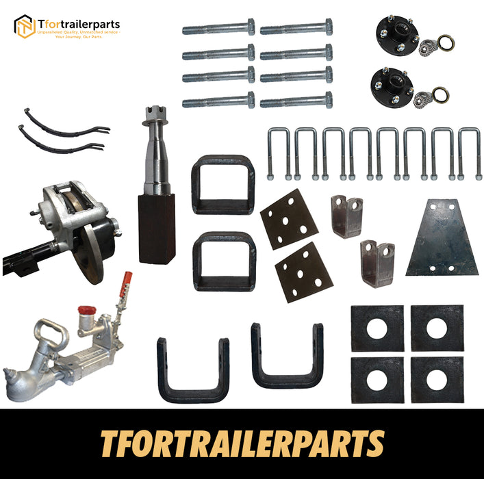 Diy Tandem Axle trailer Kit 2000 Kg rated Solid beam axles (Hydraulic Disc Brakes)