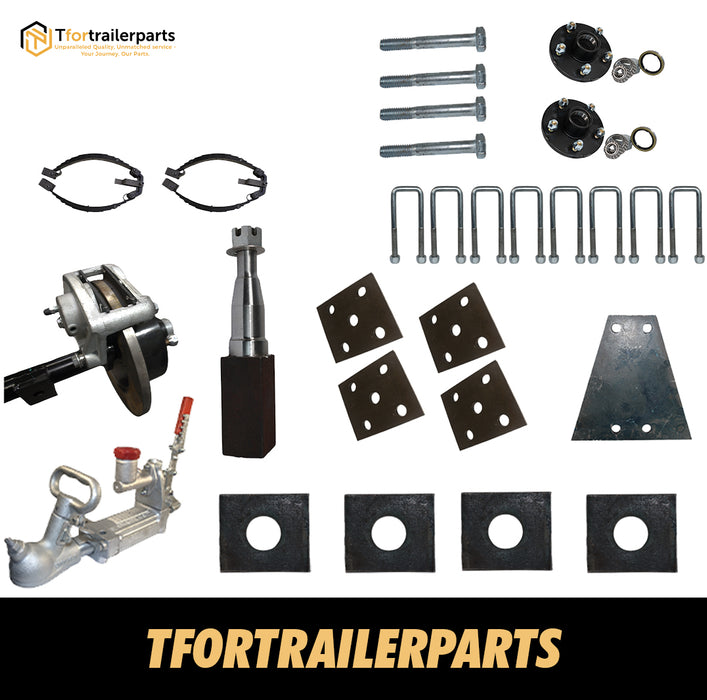 Diy Tandem Axle trailer Kit 2000 Kg rated Solid beam axles (Hydraulic Disc Brakes) (Rocker Suspension)