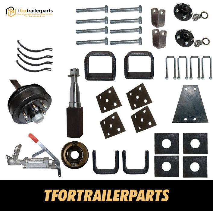 Diy Tandem Axle trailer Kit 2000 Kg rated Solid beam axles (Mechanical Drum Brakes)