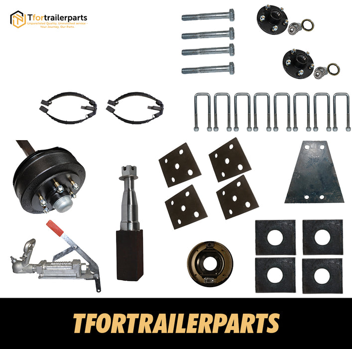 Diy Tandem Axle trailer Kit 2000 Kg rated Solid beam axles (Mechanical Drum Brakes) (Rocker suspension)