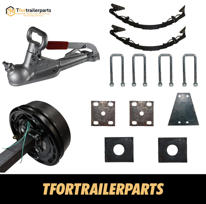 Diy Single Axle trailer Kit 1400 Kg rated Solid beam axles (Electric Drum Brakes) (OFF-Road Suspension)