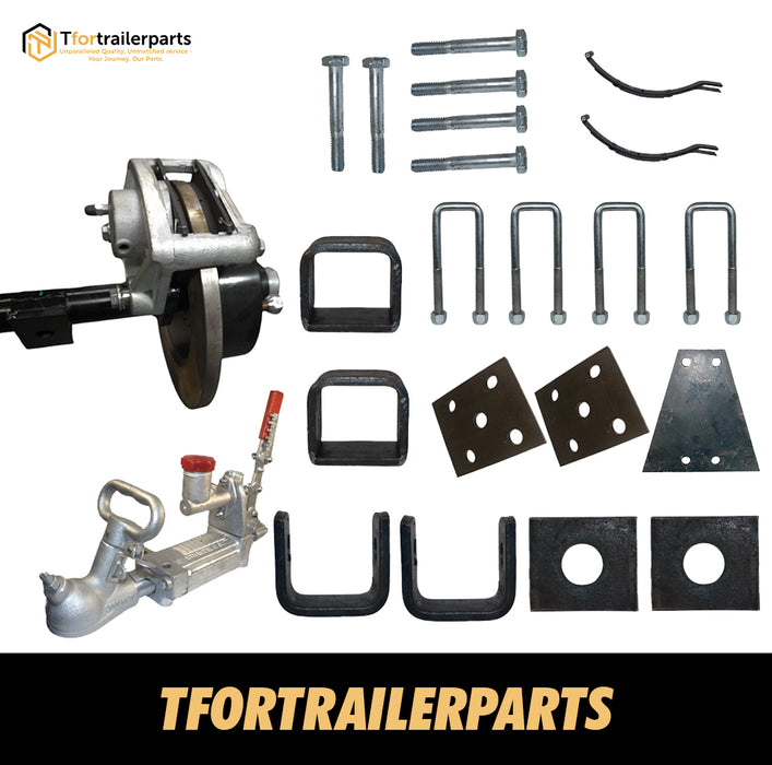 Diy Single Axle trailer kit 1400 Kg rated Solid beam axles (Hydraulic Disc Brakes)