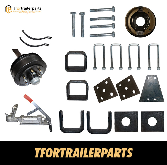 Diy Single Axle trailer kit 1400 Kg rated Solid beam axles (Mechanical Drum brakes)